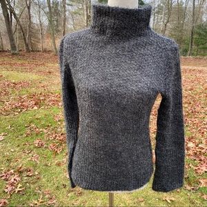ISDA & CO SWEATER TURTLENECK MOCK GRAY LONG SLEEVE MOHAIR BLEND SIZE XS